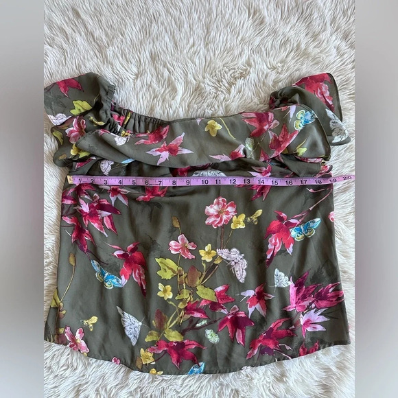 Anthropologie Maeve Vallita Off-The-Shoulder Floral Butterfly Ruffled Blouse XS - Picture 9 of 11
